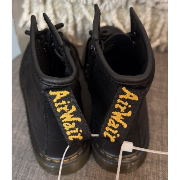 Doc Martens Delaney Youth US 1 Girls Black Leather Combat Boots Zip Ankle Dr - Picture 7 of 11